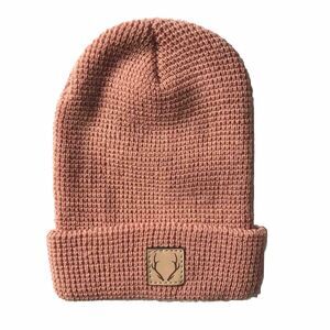 Richardson Beanie Soft Acrylic Pale Coral Folded Cuff Waffle Weave Hat Cap OS